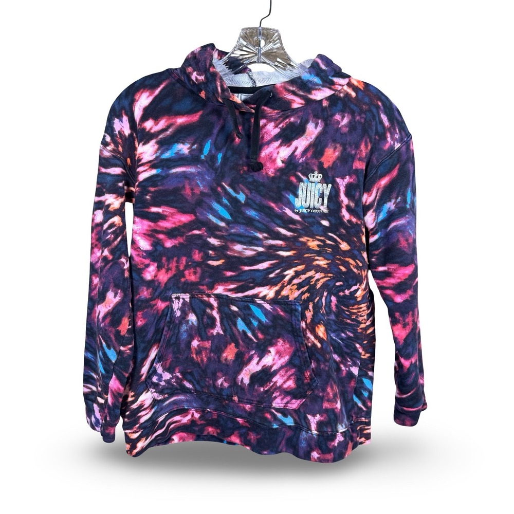 Y2K Juicy Couture Tie Dye Hoodie Size Small Women Purple Pullover